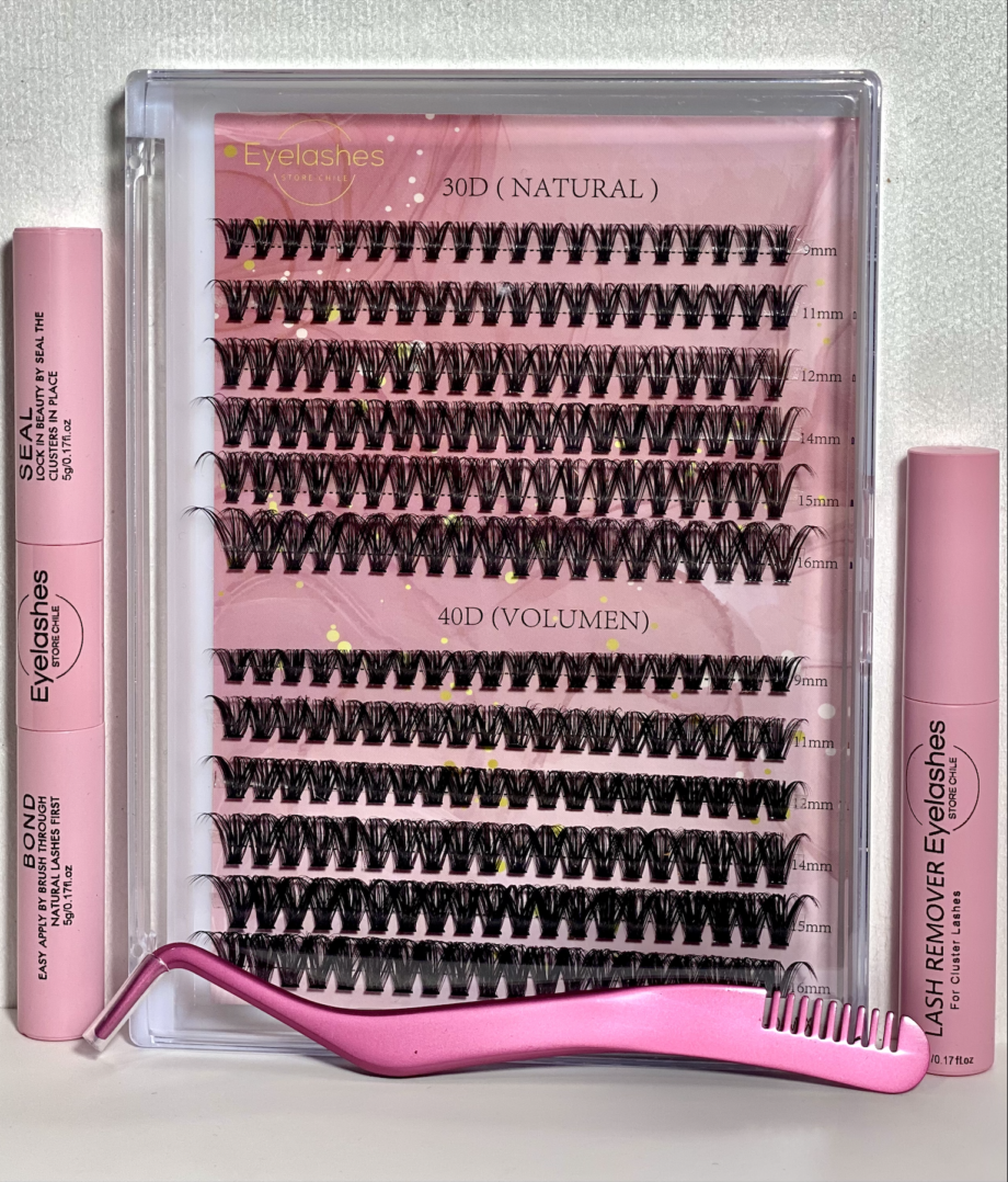 PINK Kit 240 pestañas efecto natural y volumen