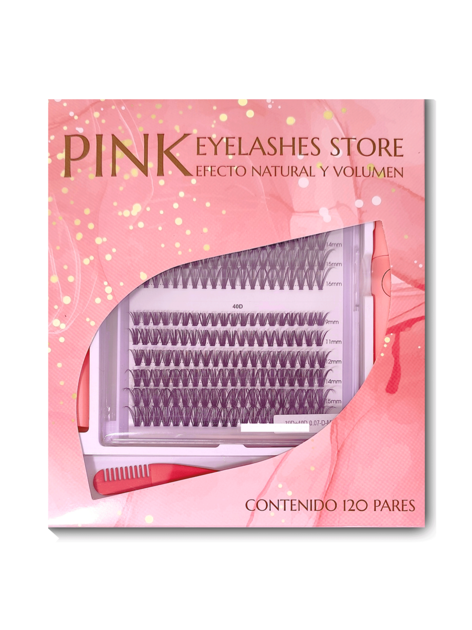 PINK Kit 240 pestañas efecto natural y volumen